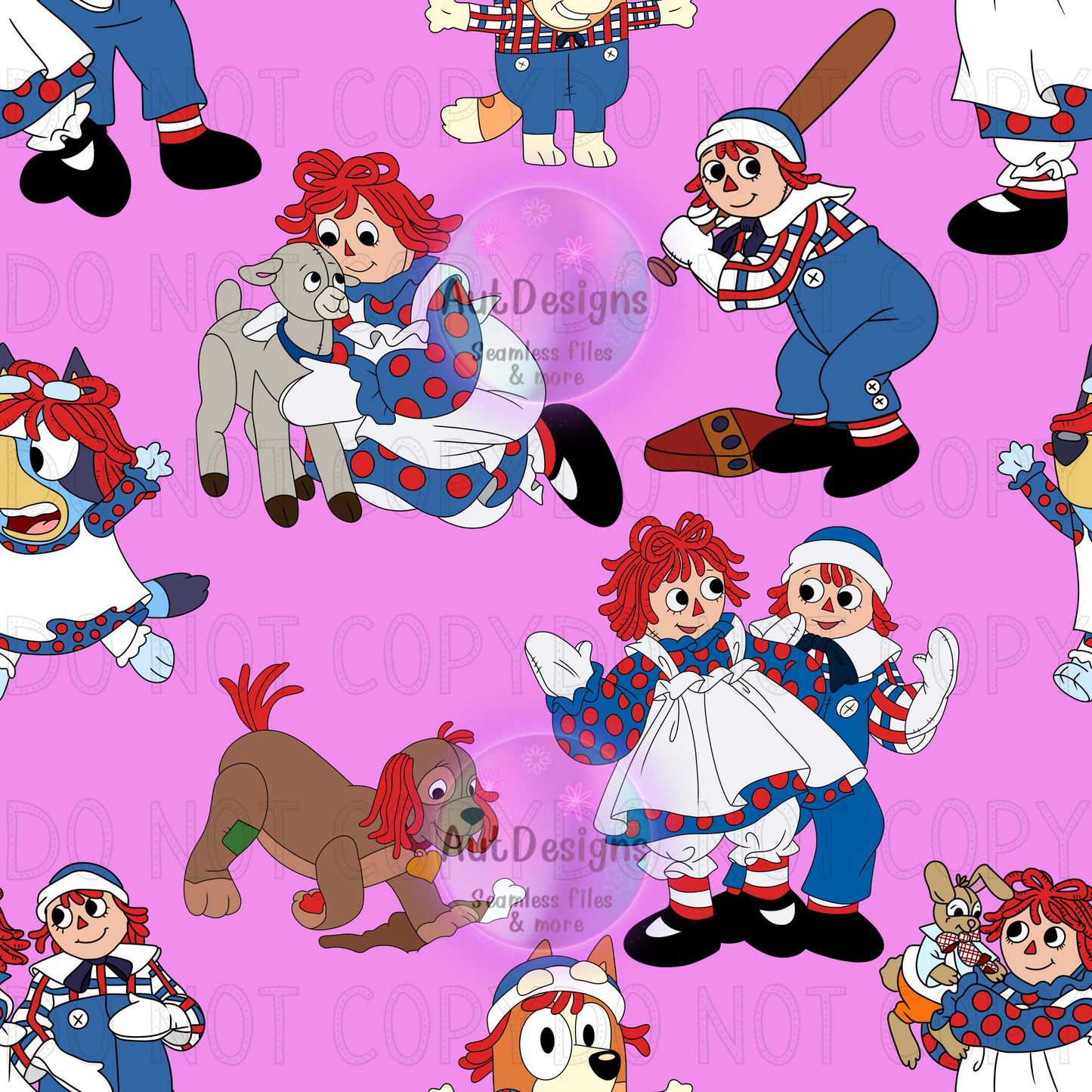 Raggedy Ann Blue Dog Seamless File