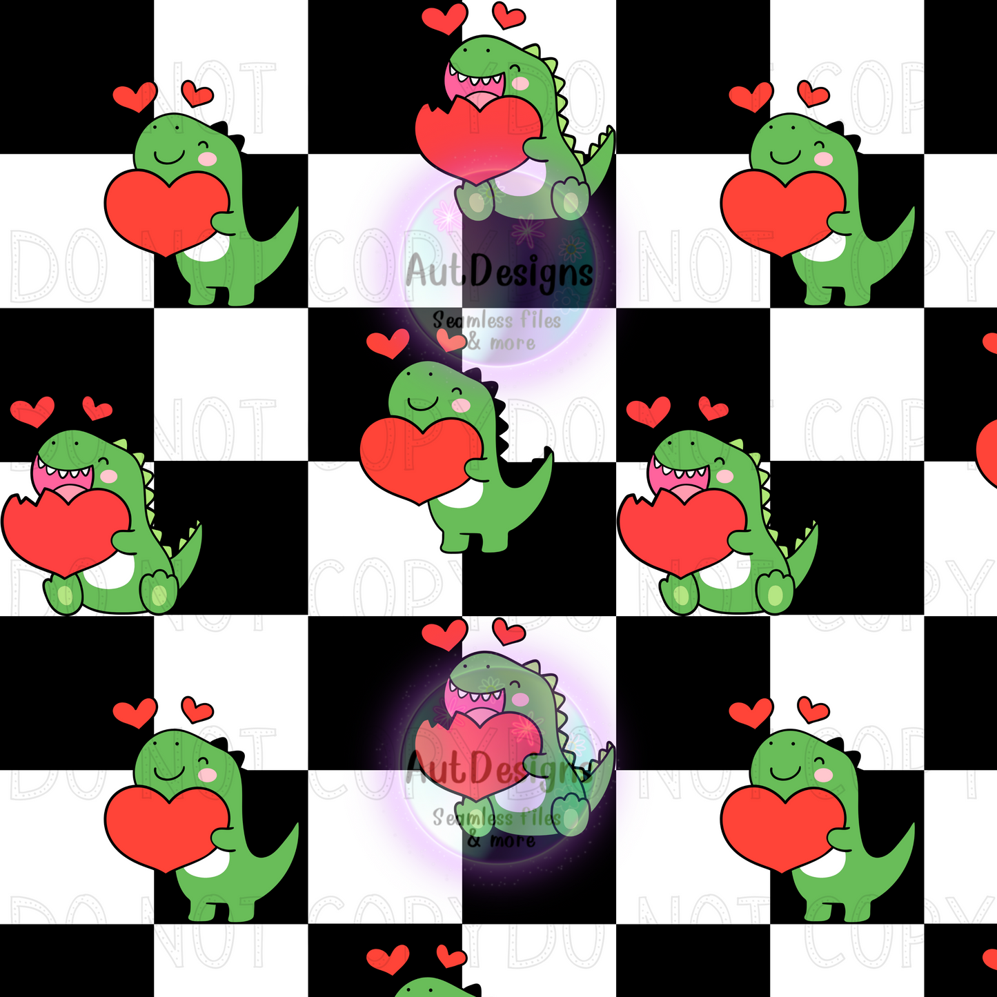 Dino heart checkers seamless file