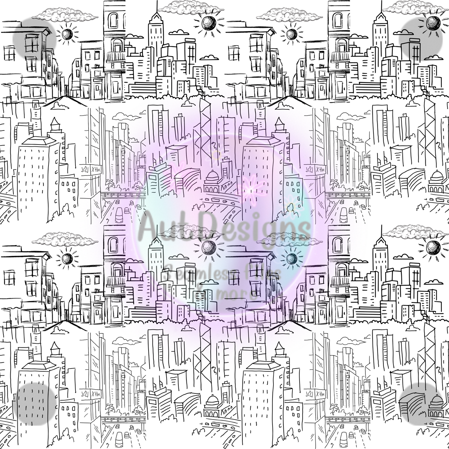 City Sketch Seamless File 2 Options