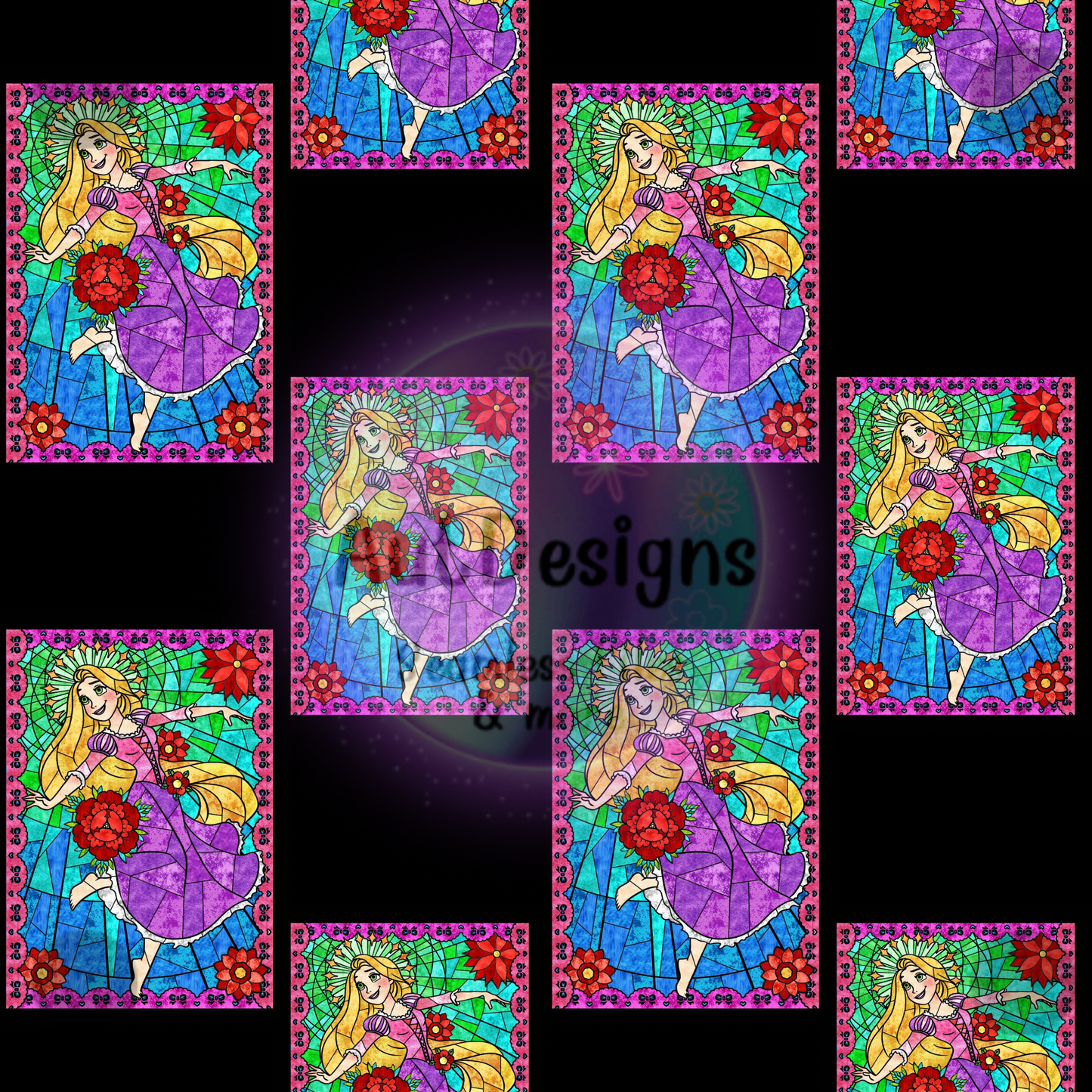 Tower Princess Stained Glass Seamless File