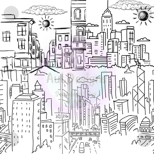 City Sketch Seamless File 2 Options