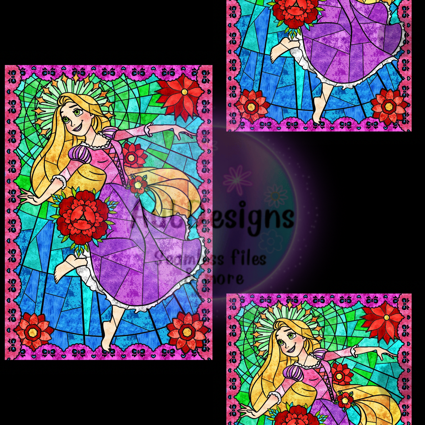 Tower Princess Stained Glass Seamless File