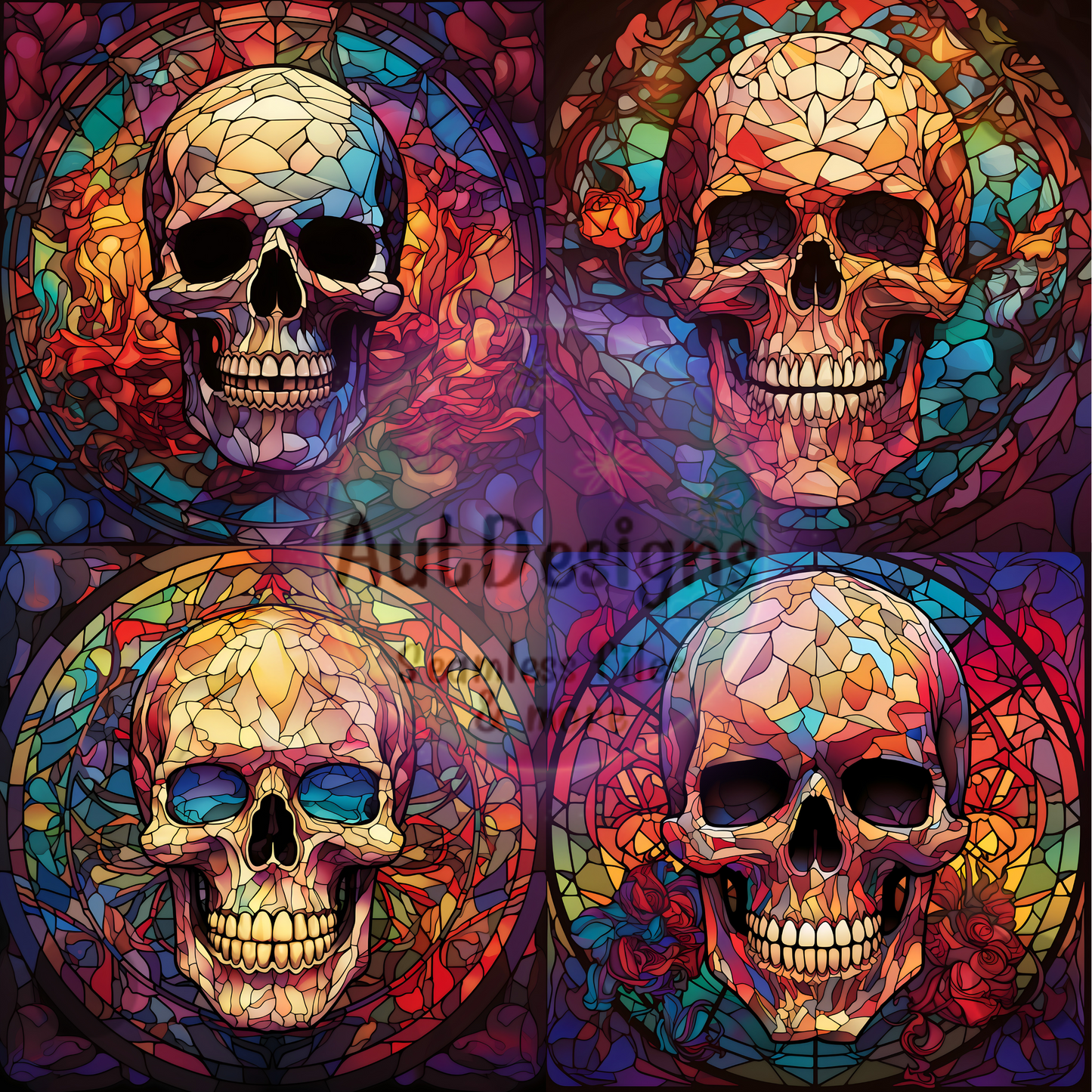 Skull Stained Glass Seamless File