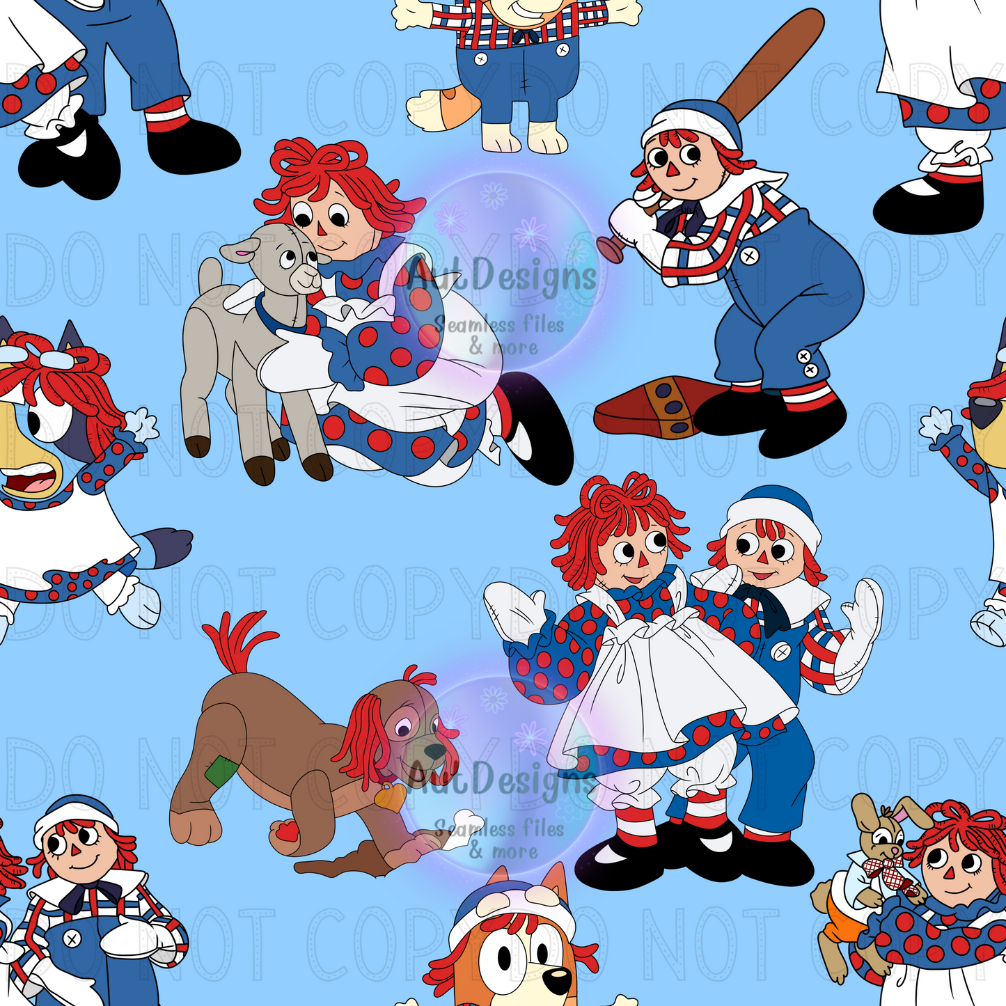 Raggedy Ann Blue Dog Seamless File