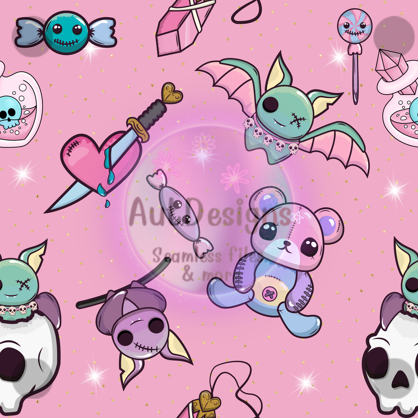 Cute Pink Halloween Mix Up Seamless File