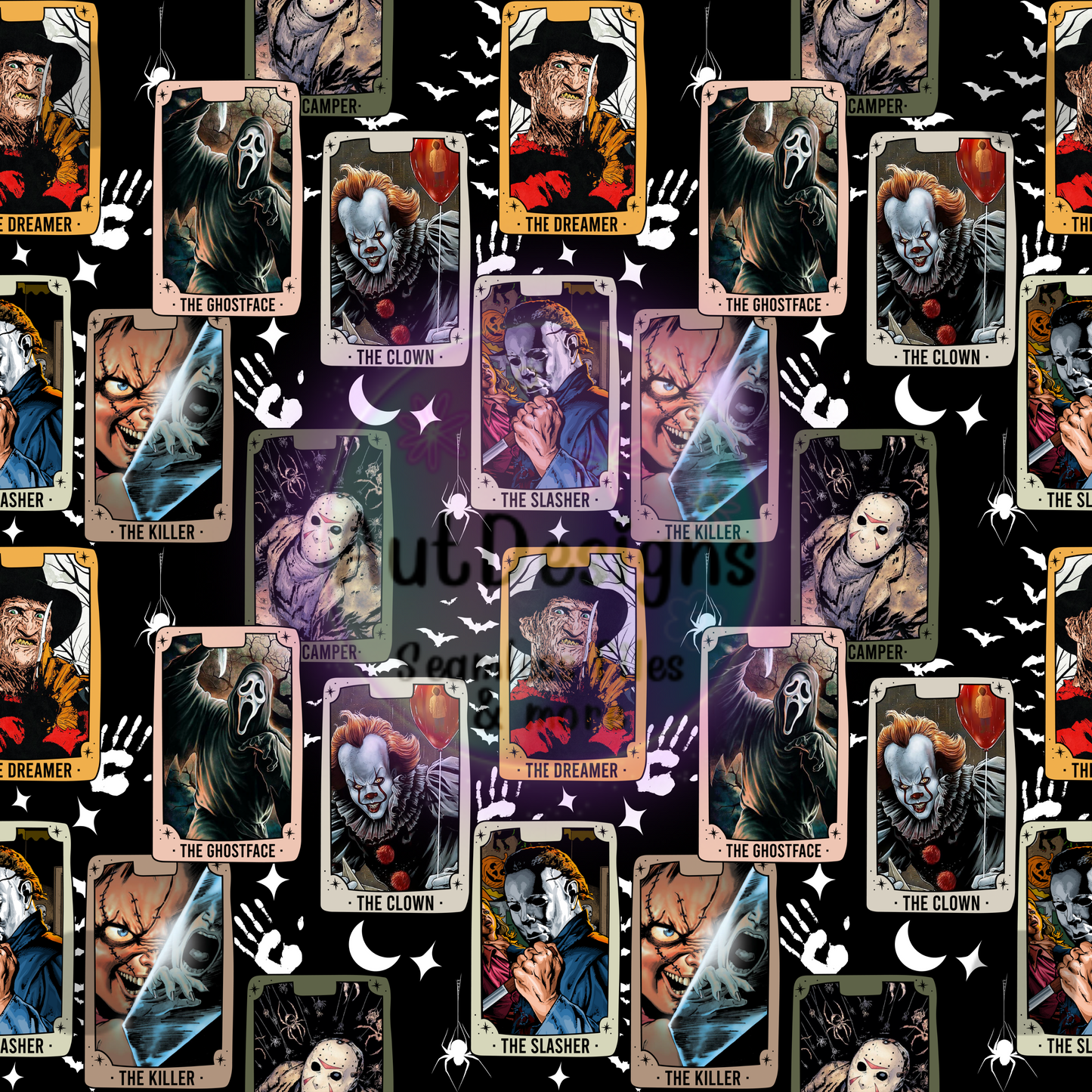 Horror Cards Seamless File Option 2 Multiple Color Options