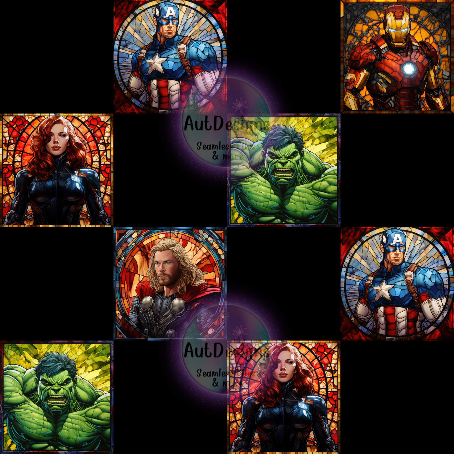 Heros Stained Glass Seamless File