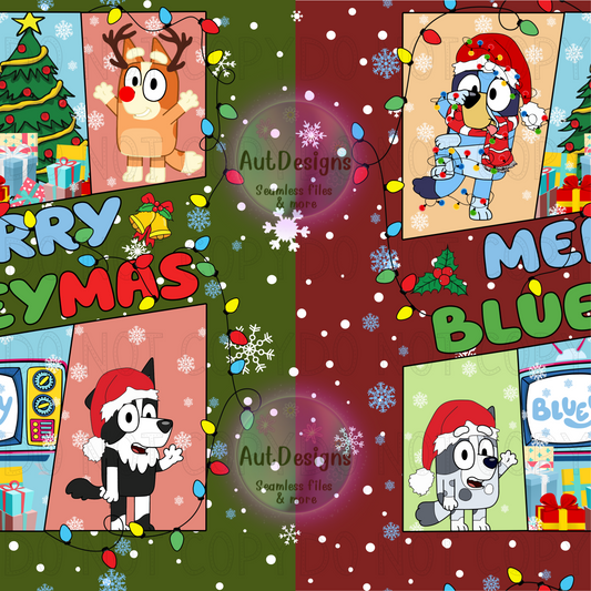 Merry Blueymas Seamless File & PNG bundle option