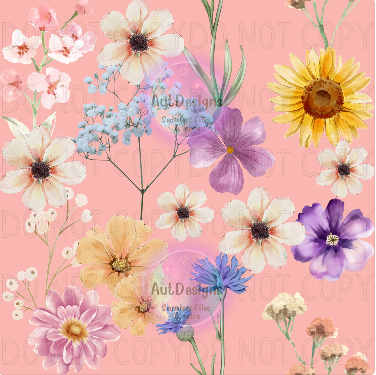 Watercolor Cute Floral Seamless File