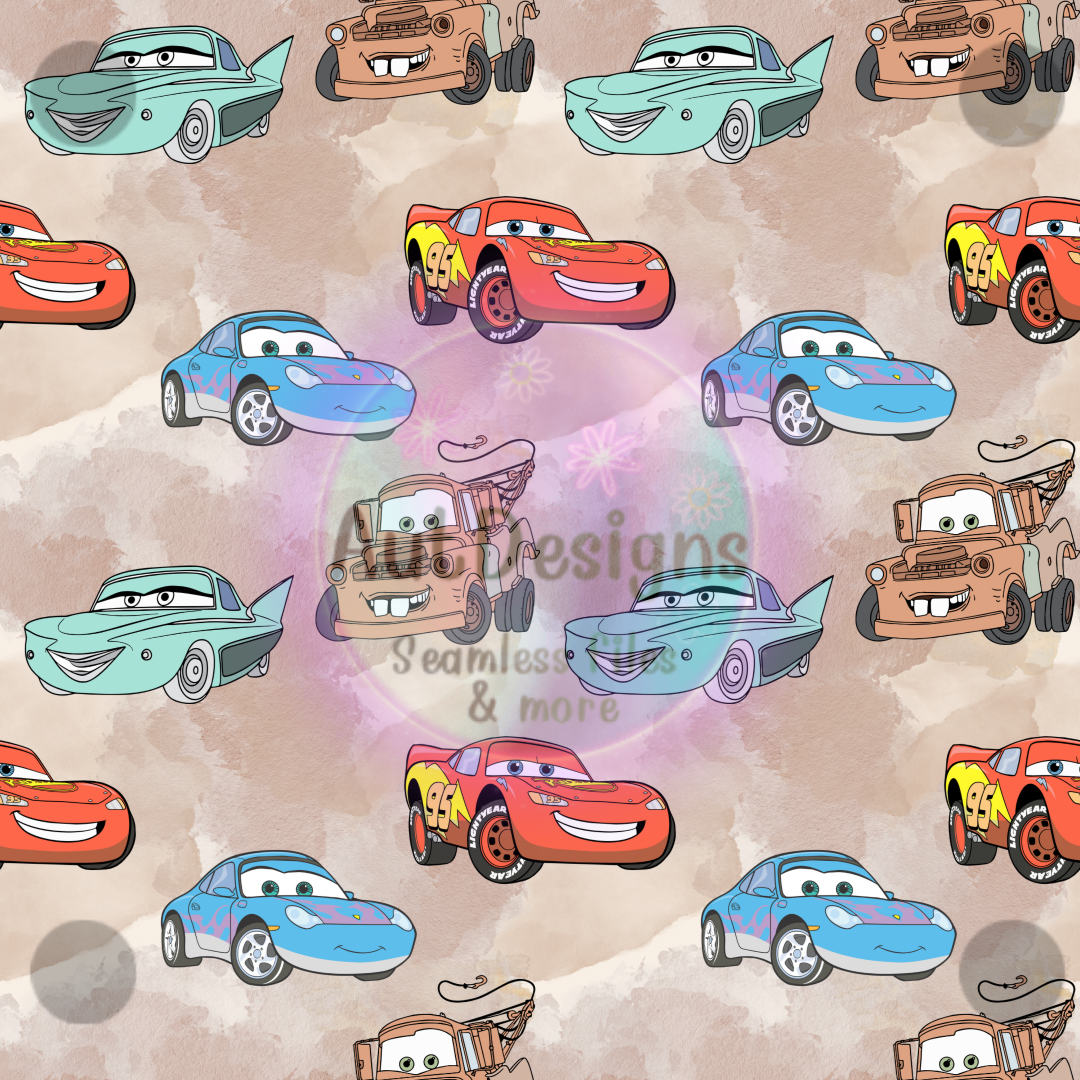 Watercolor Cars Seamless File