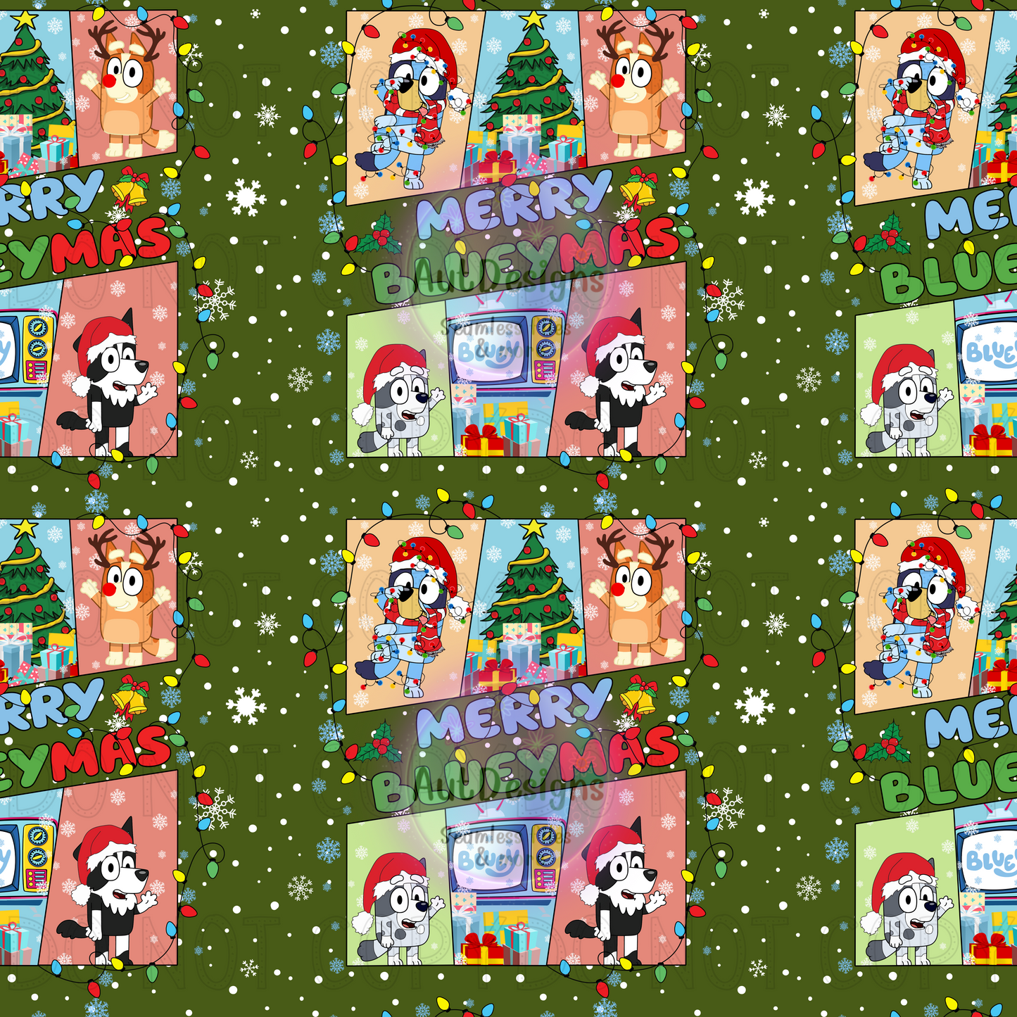 Merry Blueymas Seamless File & PNG bundle option