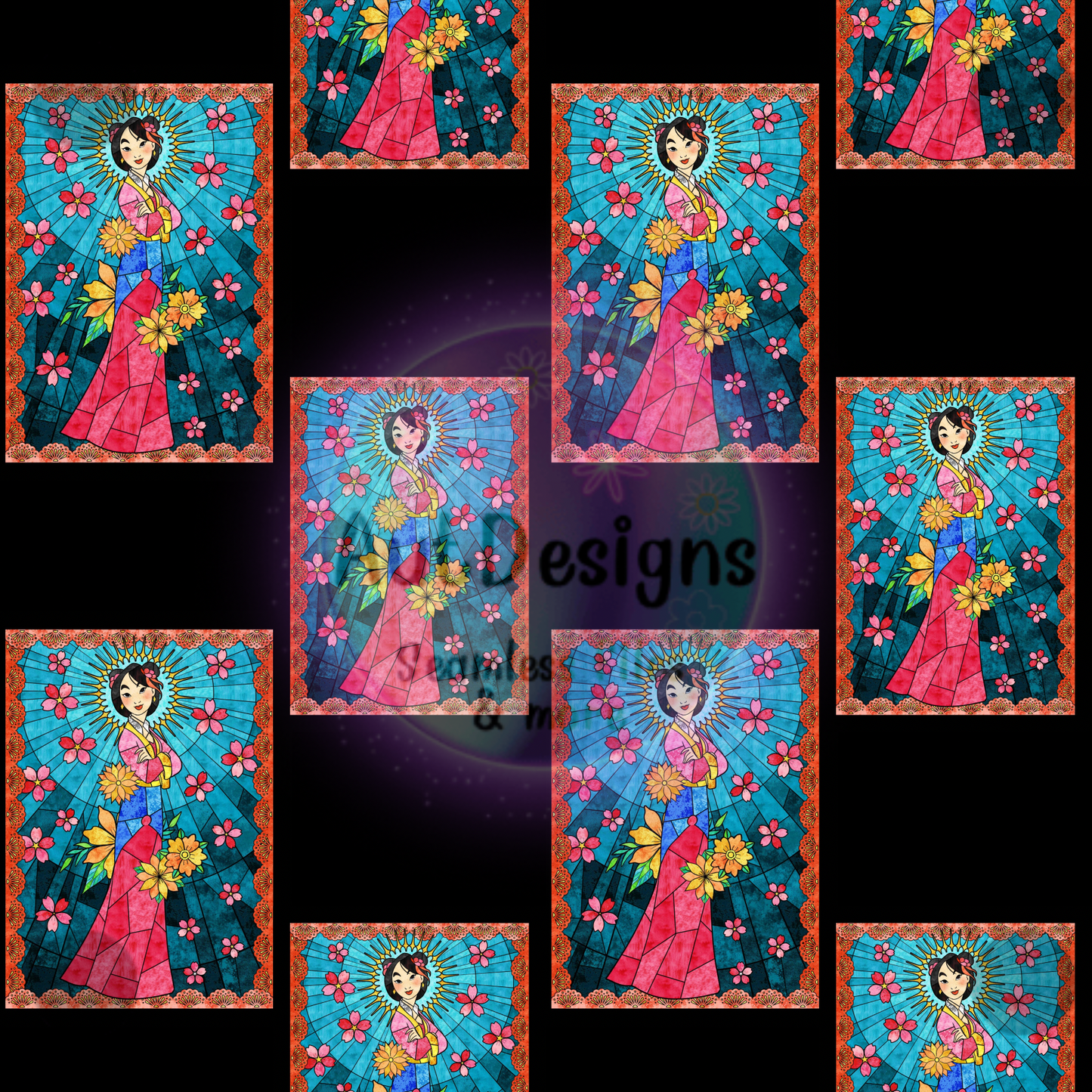 Mulan Princess Stained Glass Seamless File