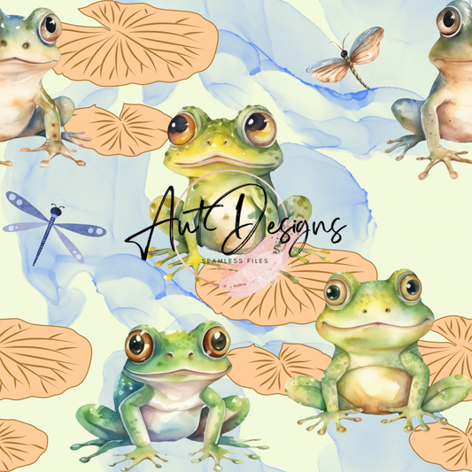 Frogs watercolor seamless file