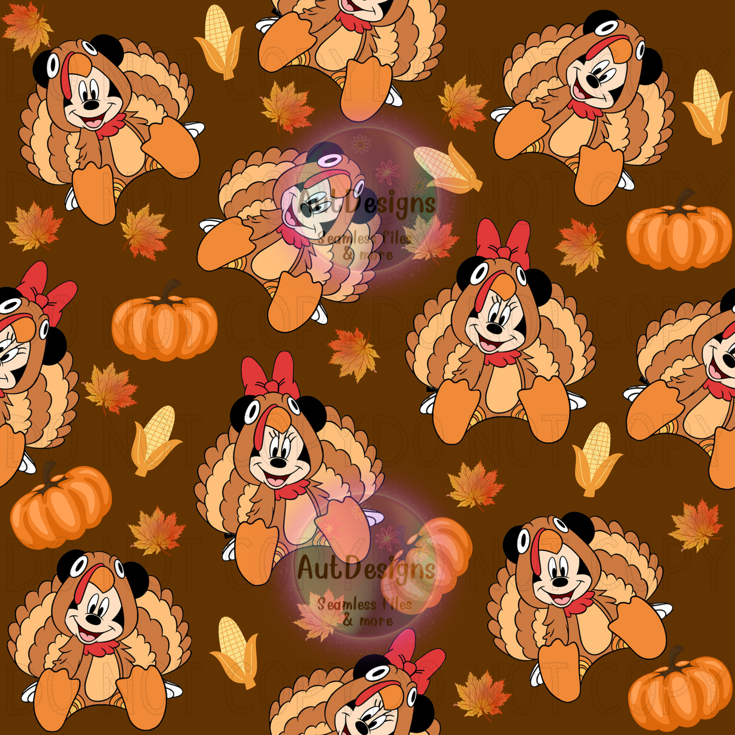 Turkey Mouse Seamless File 2 color options