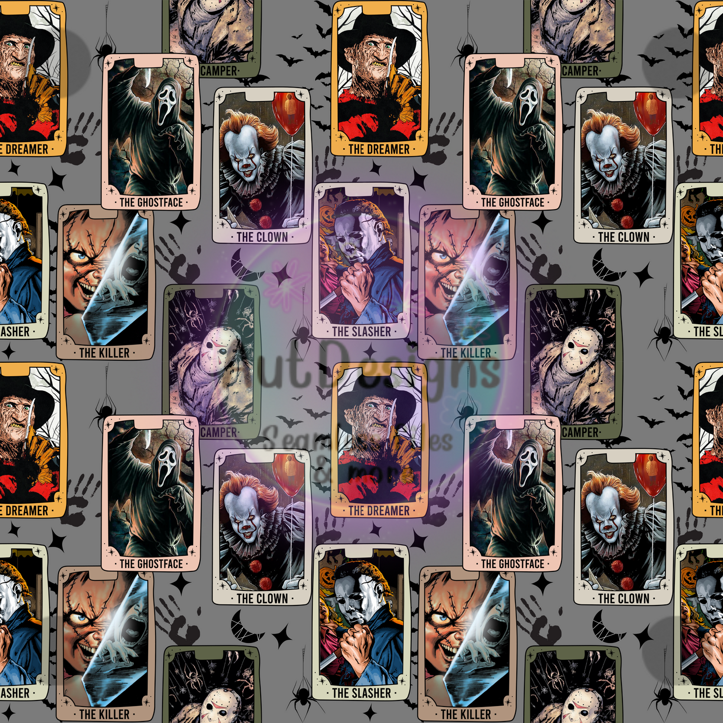 Horror Cards Seamless File Option 2 Multiple Color Options