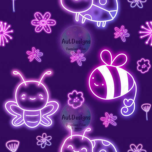 Neon Cute Bugs Seamless File