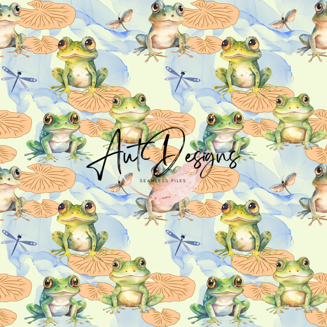 Frogs watercolor seamless file