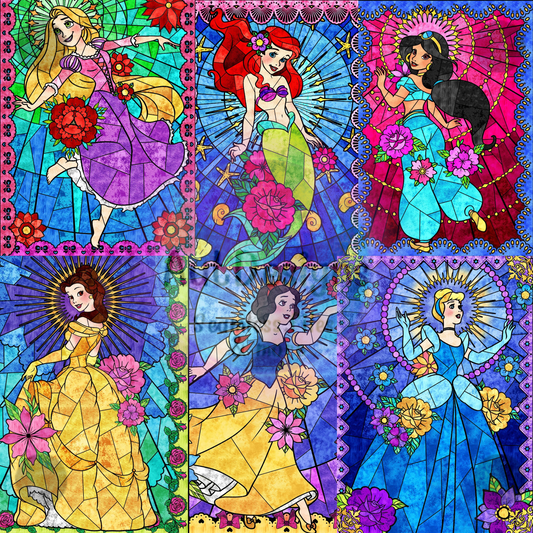 Pretty Princesses 2  Stained Glass Seamless File