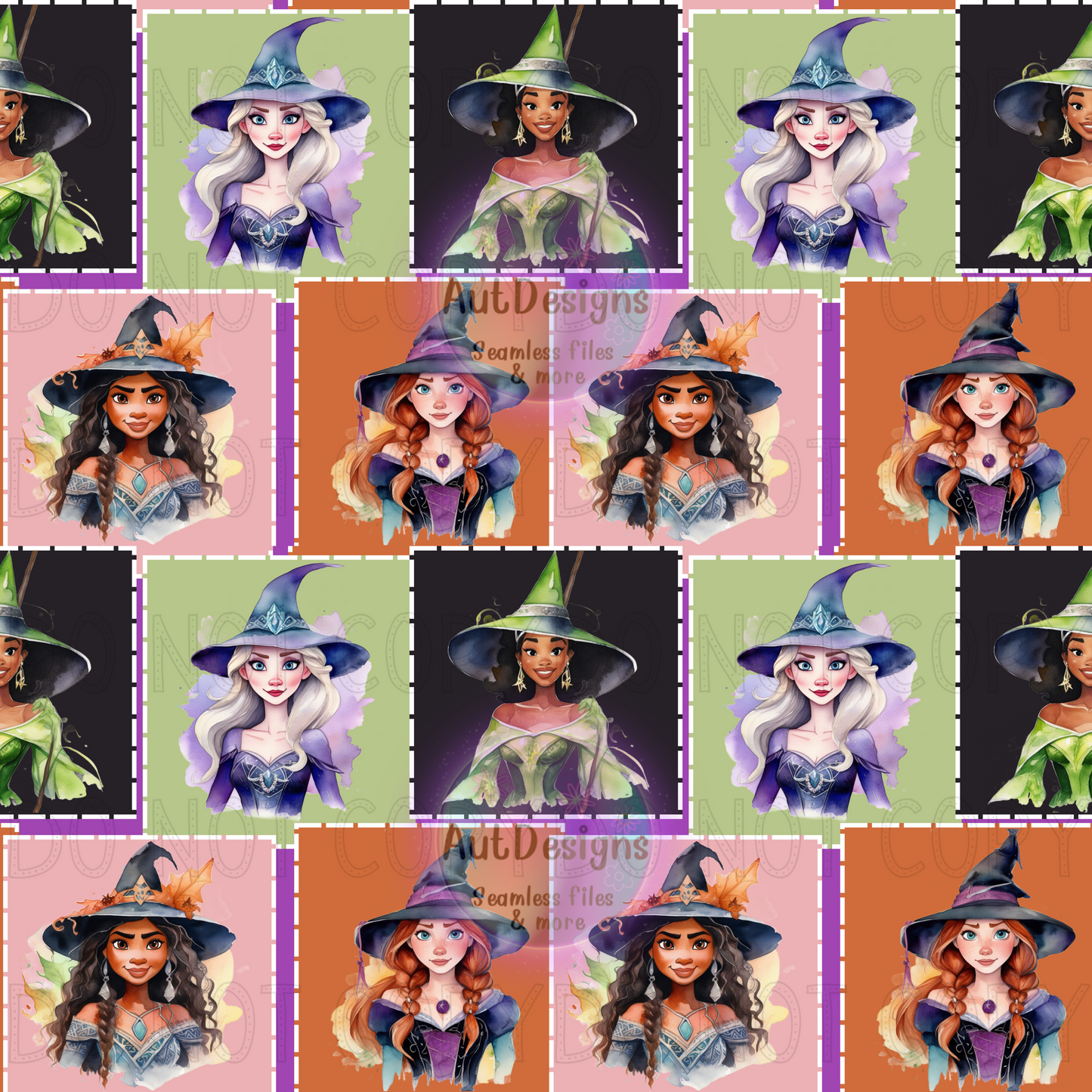 Princess Witches Patch Seamless File