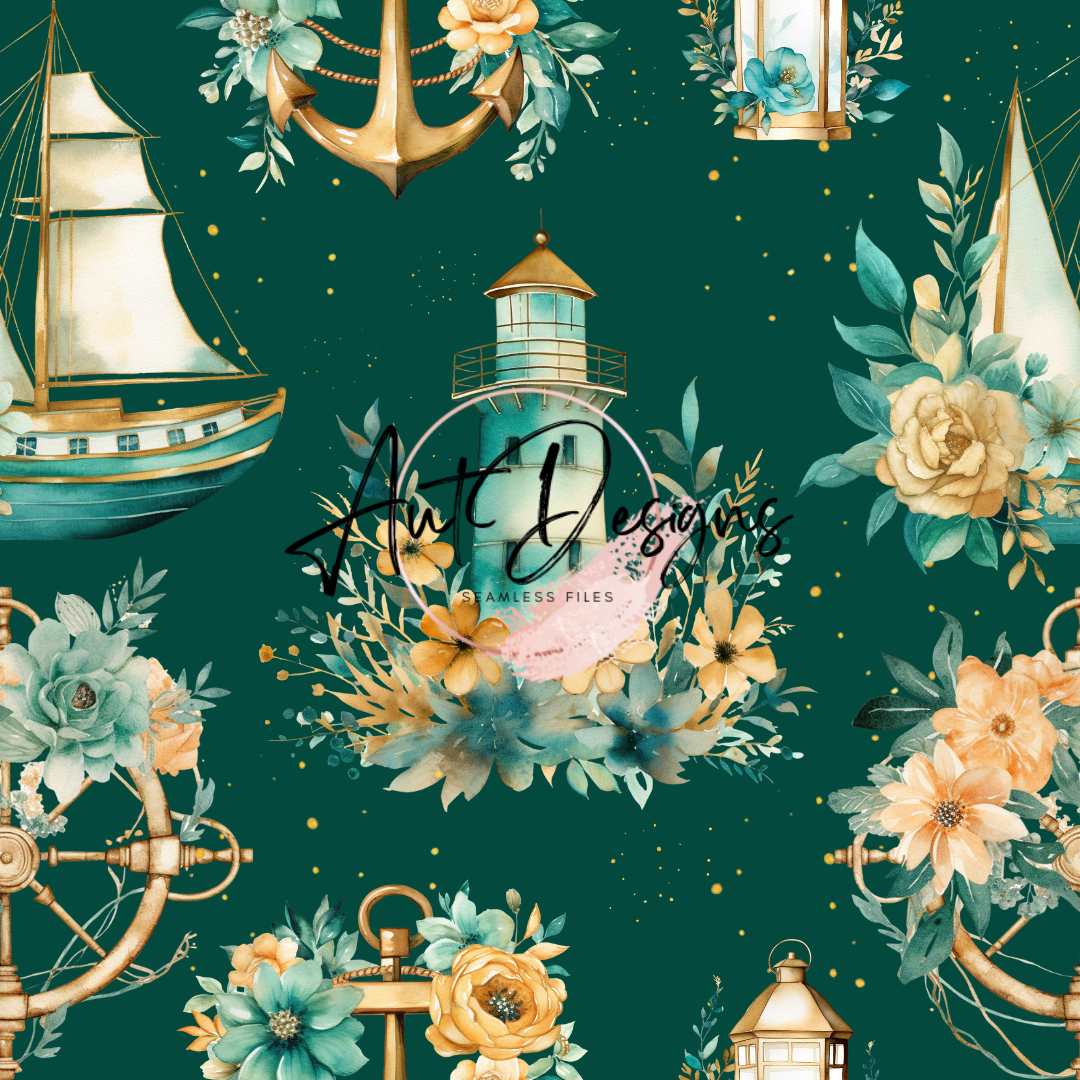 Floral Sea Sailboats Seamless File