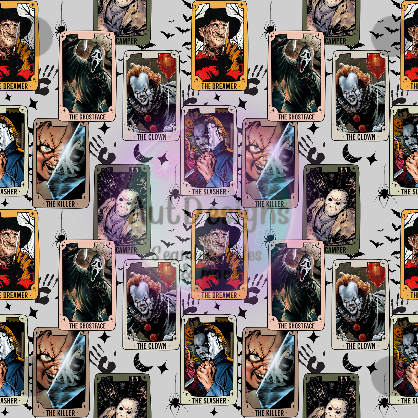 Horror Cards Seamless File Option 2 Multiple Color Options