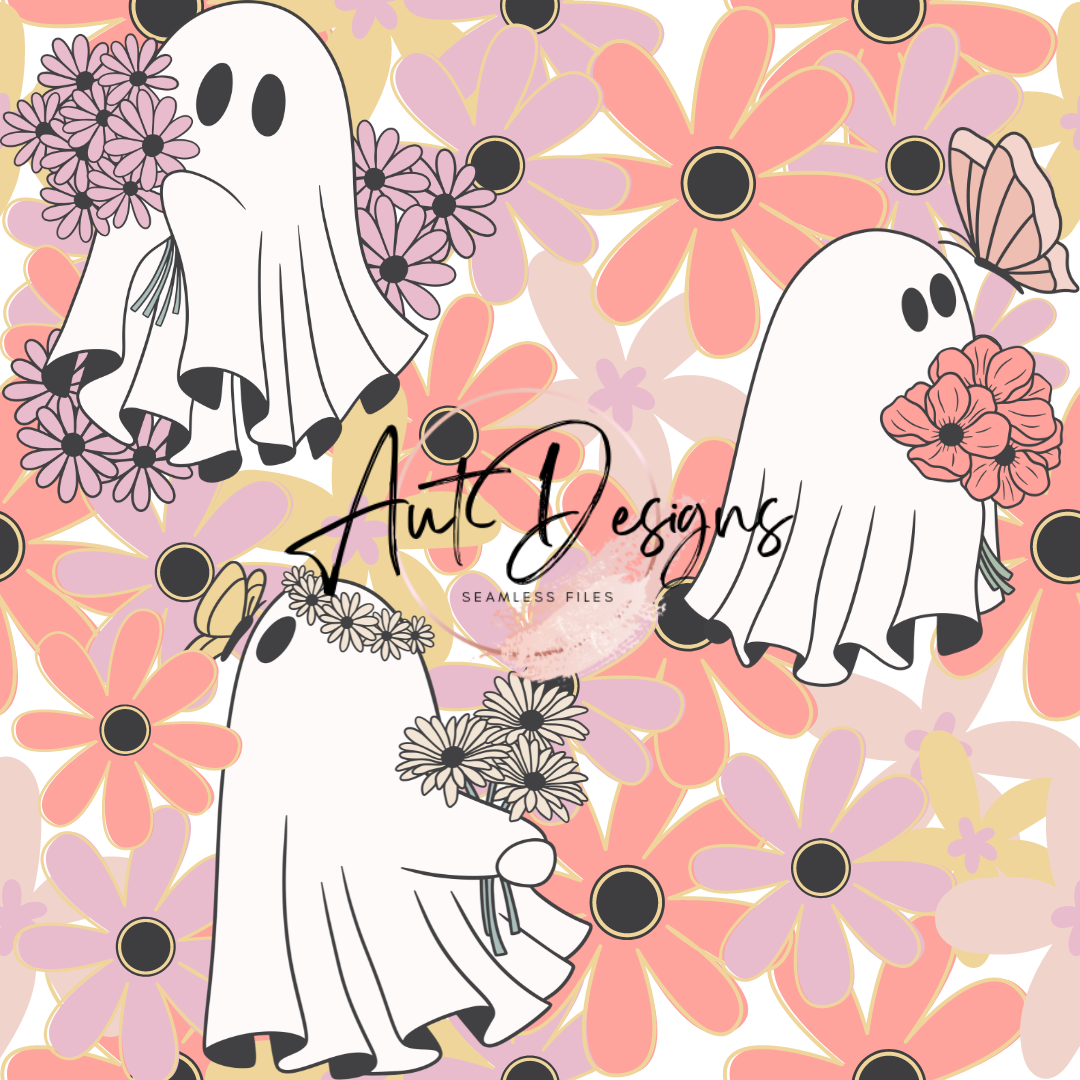 Flower Ghosts Seamless file With PNG bundle option