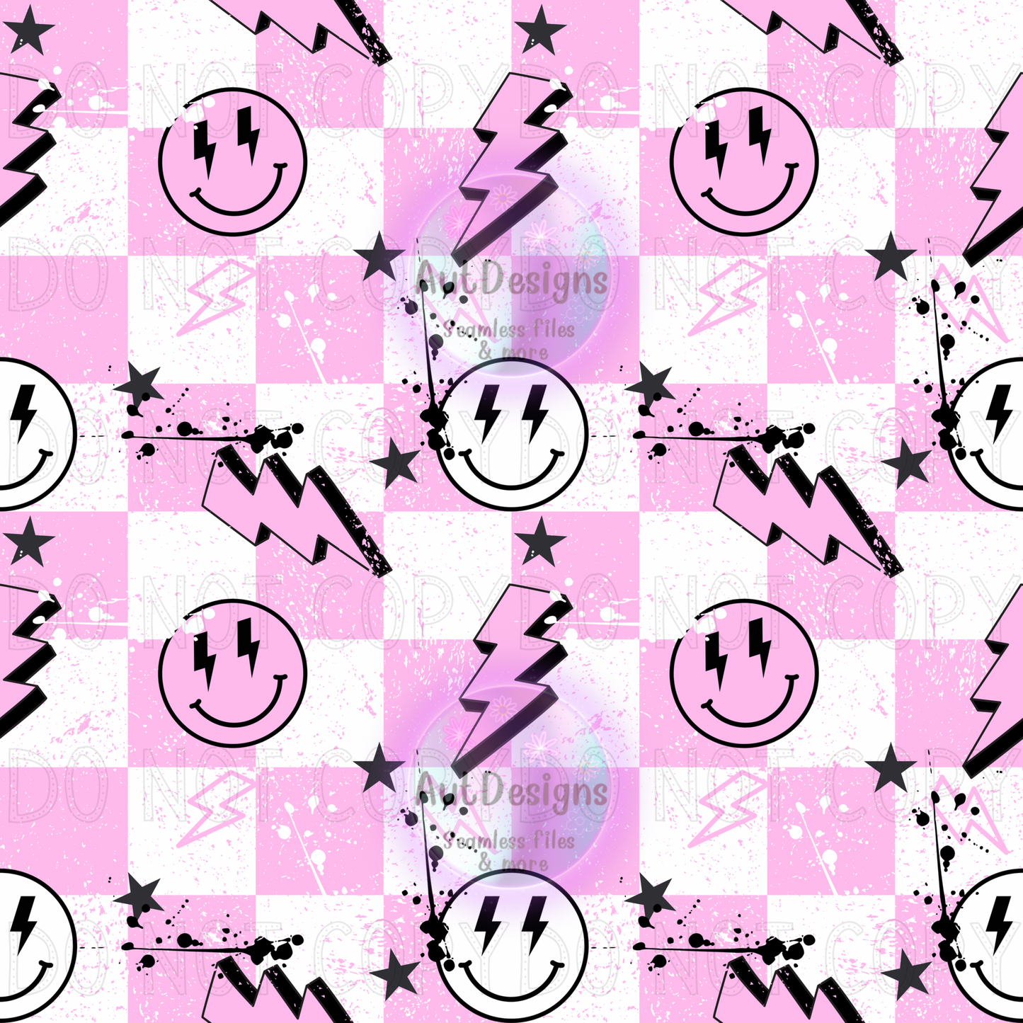 Retro Smileys Checks Seamless File