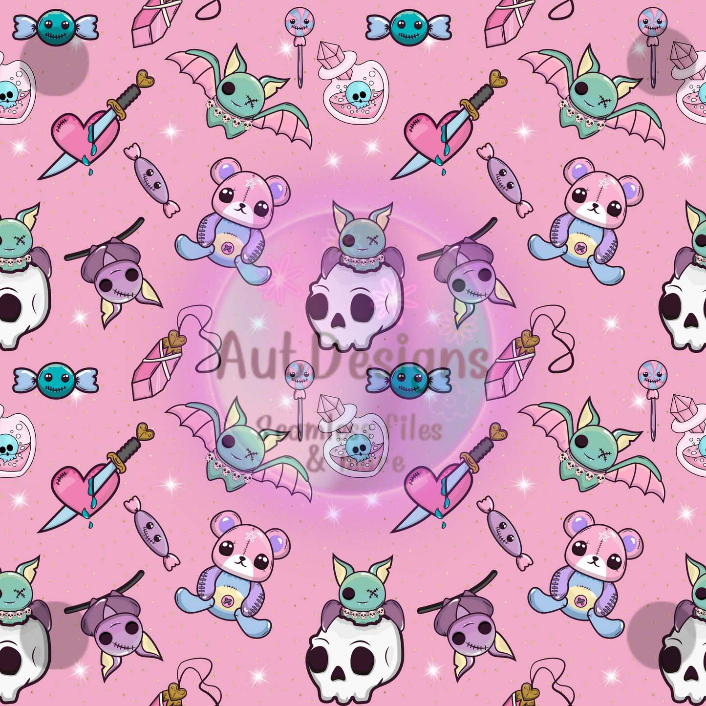 Cute Pink Halloween Mix Up Seamless File