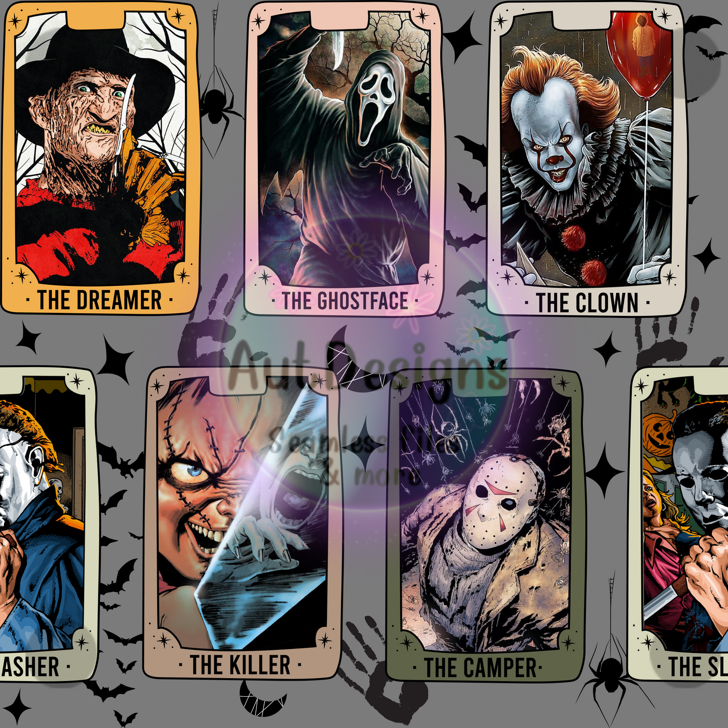 Horror Cards Seamless File Option 1 Multiple Colors