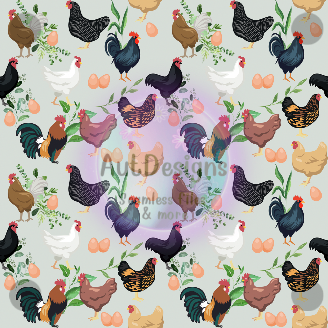 Greenery Chickens Seamless File