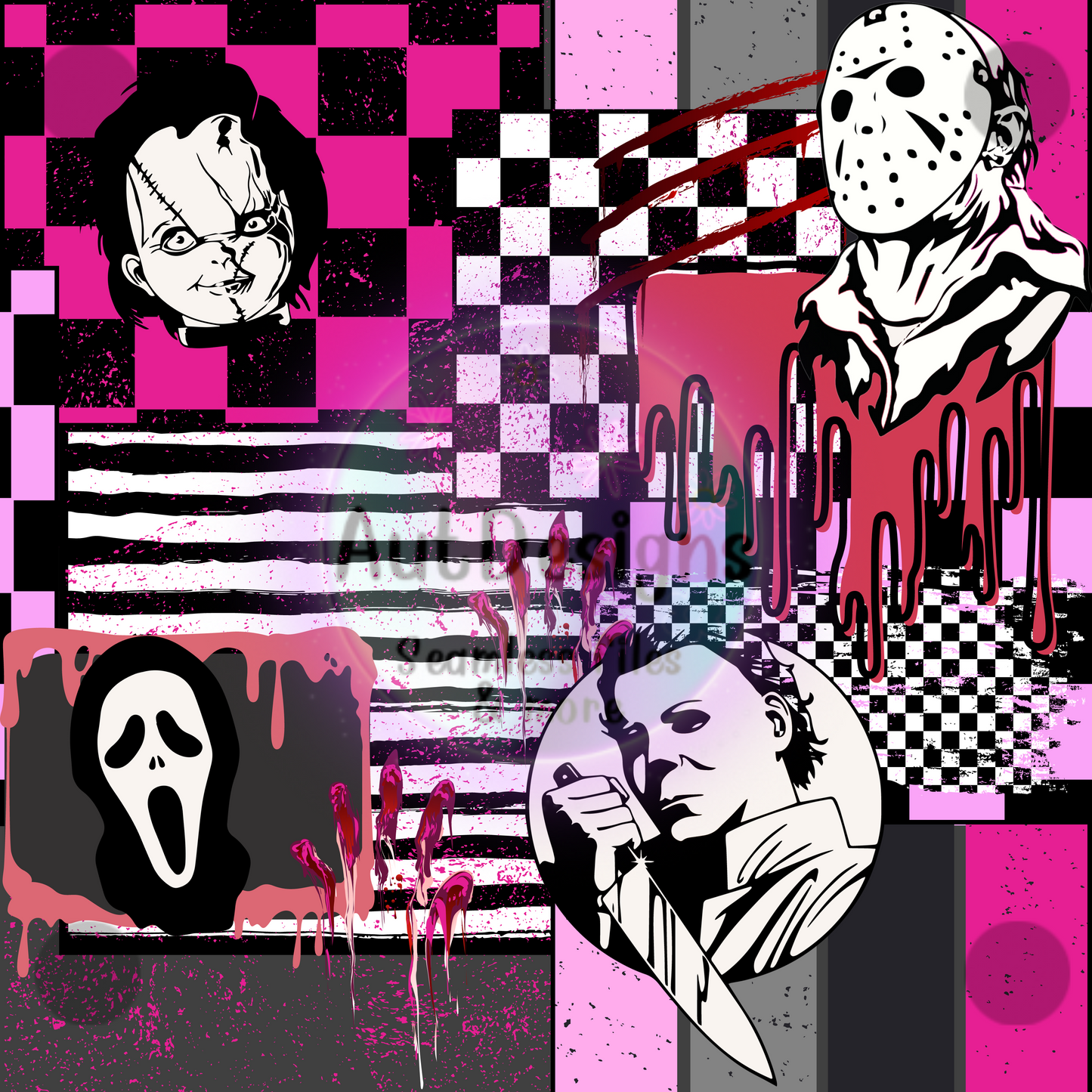 Horror Patchwork Seamless File 2 color options