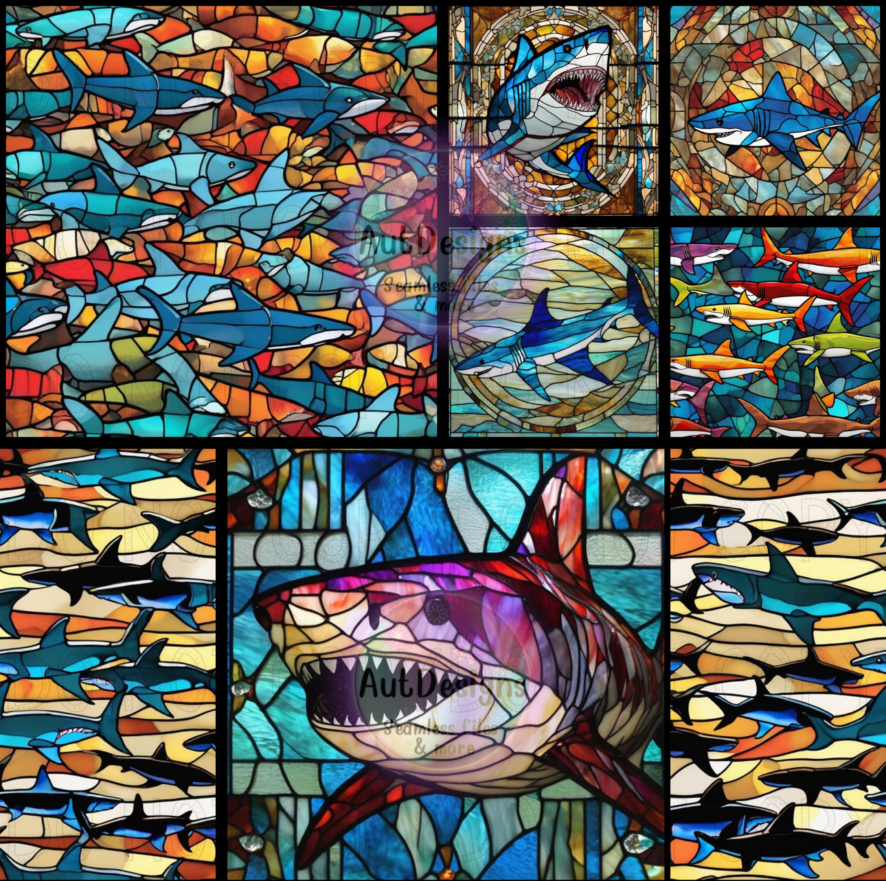 Shark Stained Glass Seamless File