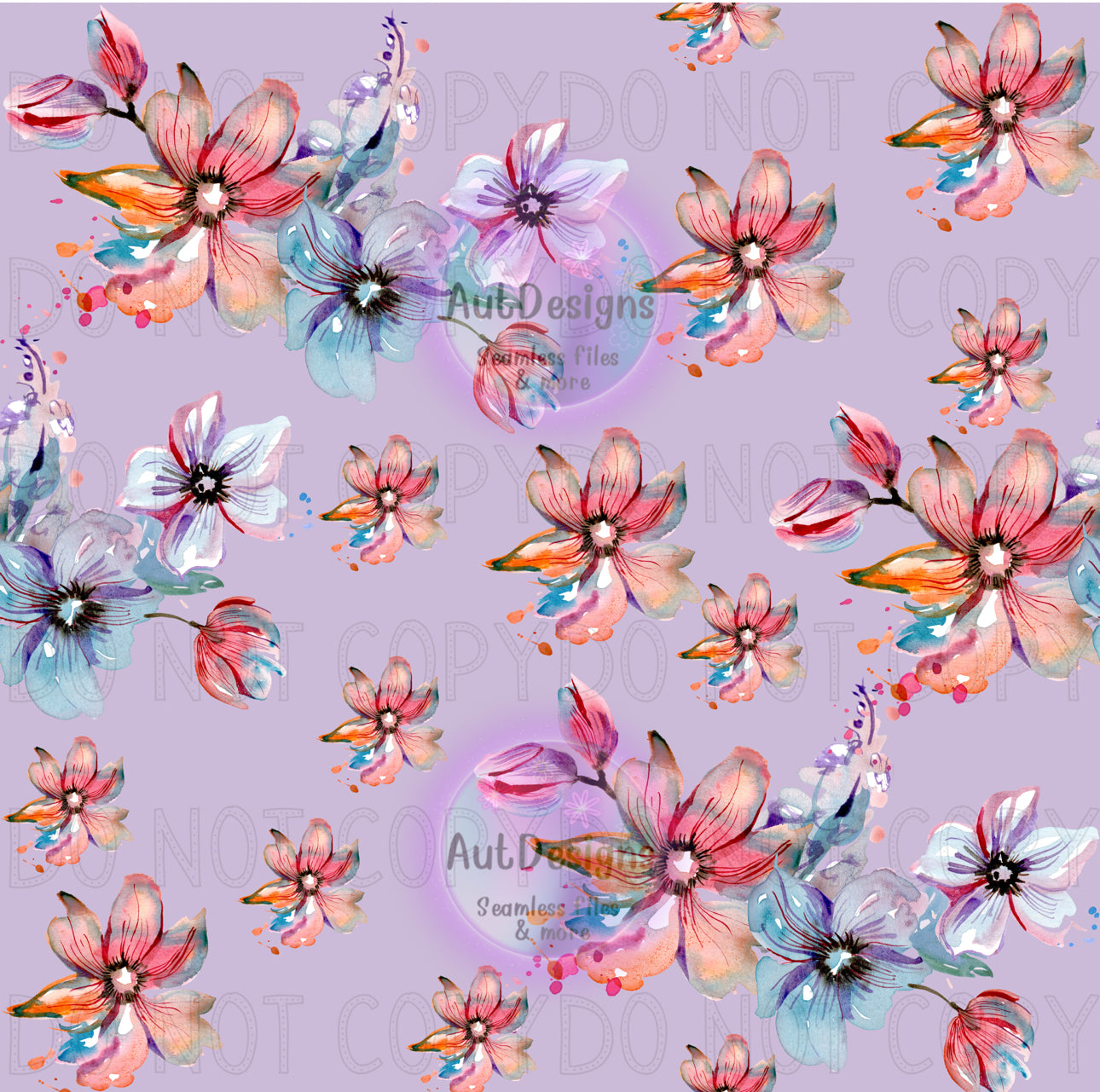 Purple Watercolor Small Floral Seamless File