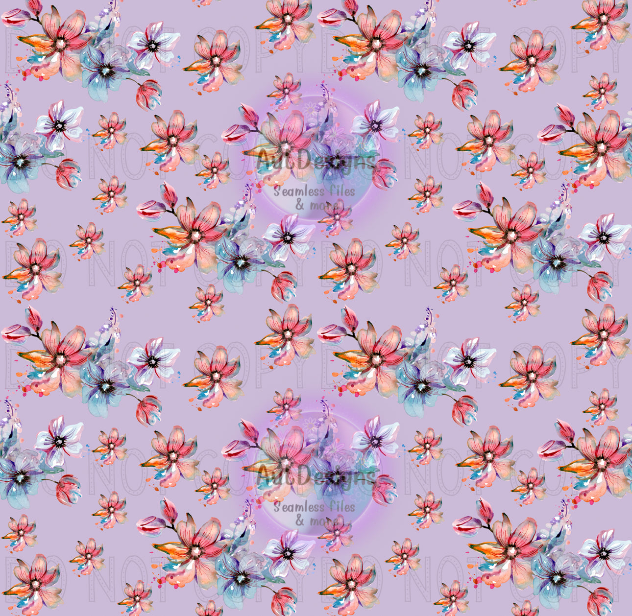 Purple Watercolor Small Floral Seamless File