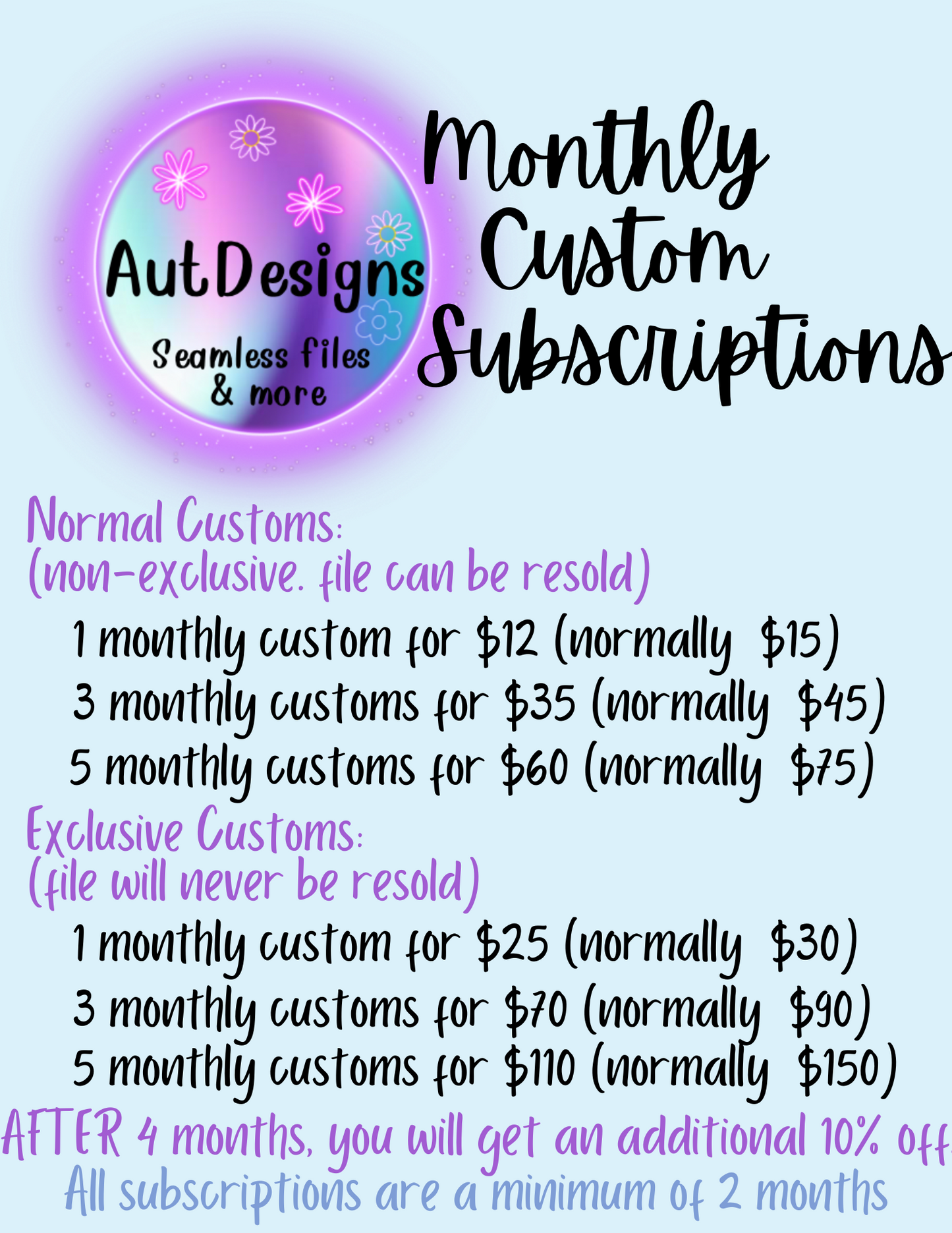 Monthly Custom Subscriptions