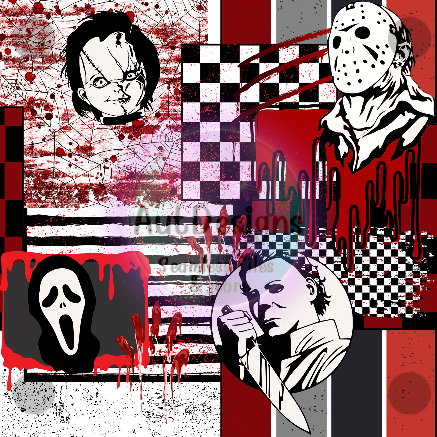 Horror Patchwork Seamless File 2 color options