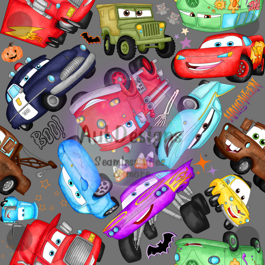 Halloween Watercolor Cars Seamless File