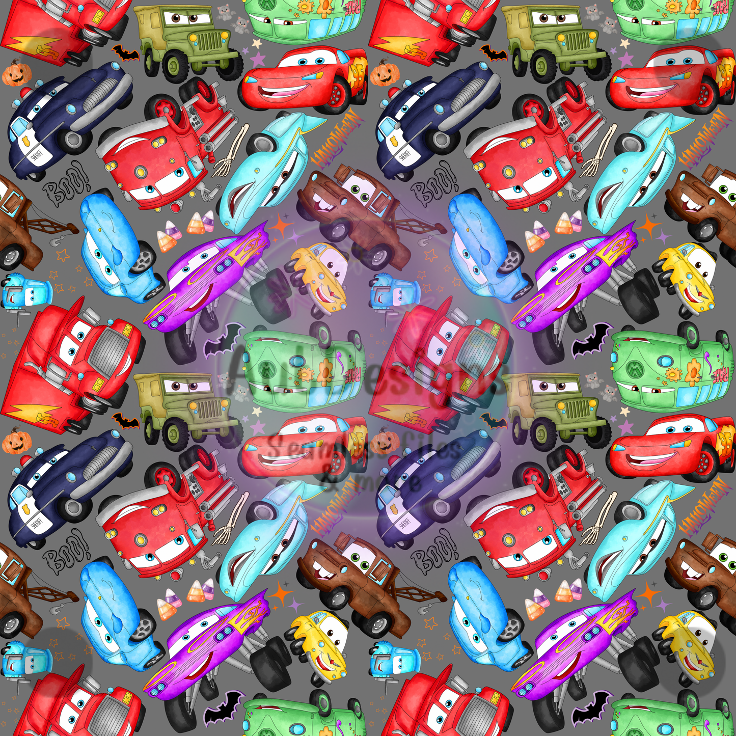 Halloween Watercolor Cars Seamless File