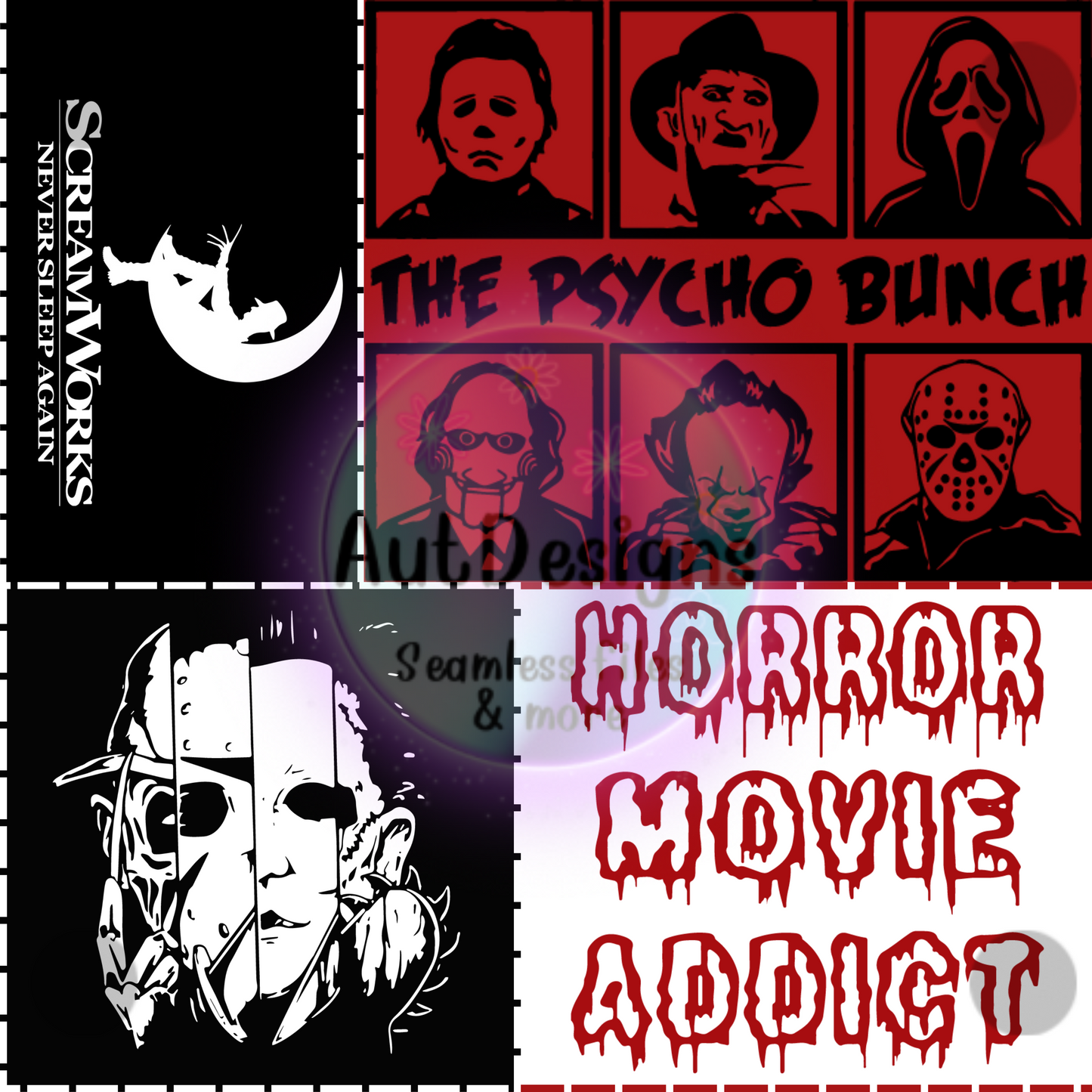 Horror Movie Addict Patchwork Seamless File