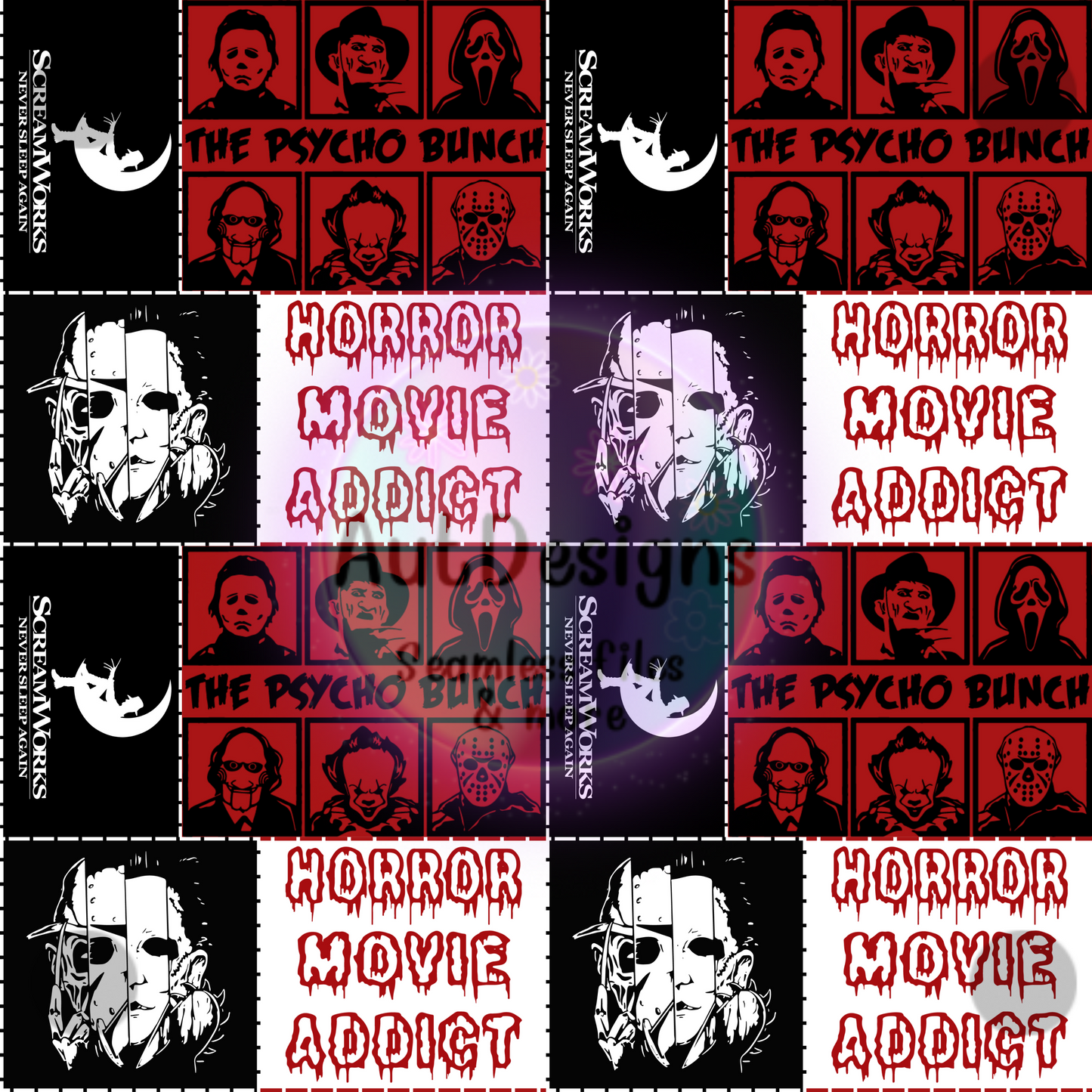 Horror Movie Addict Patchwork Seamless File