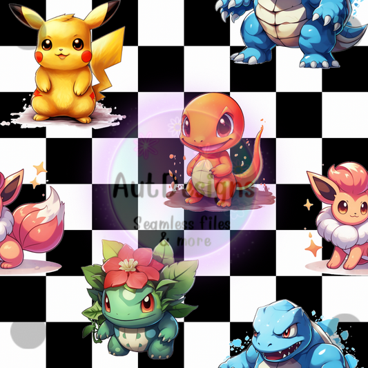 Poke Mon Checkered Seamless File