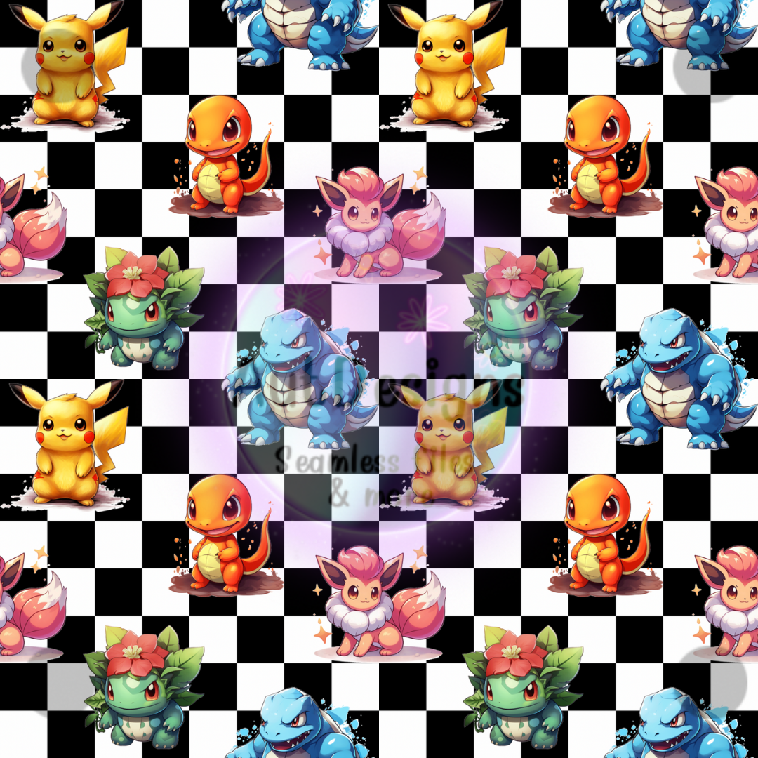 Poke Mon Checkered Seamless File