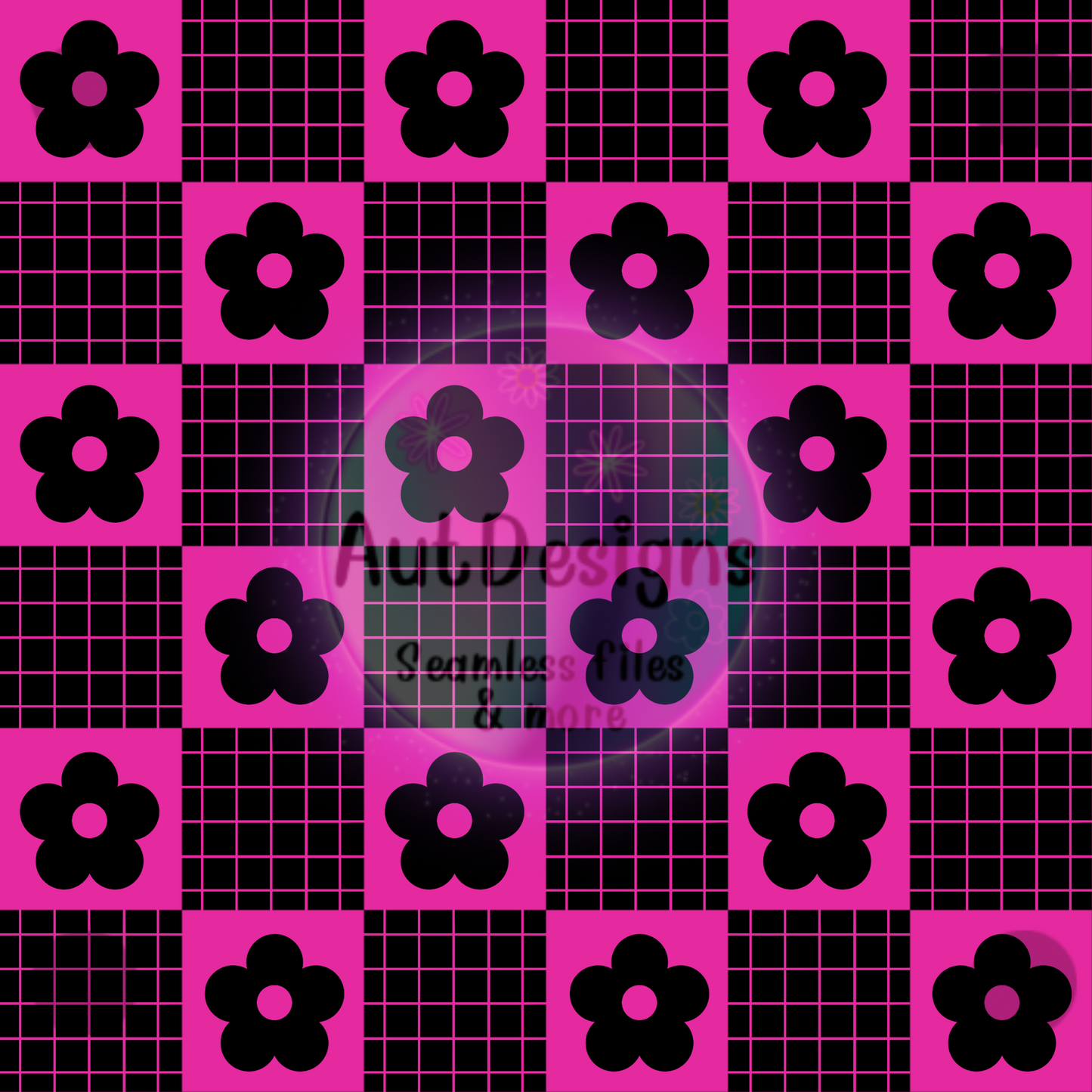 Checkers Flowers Seamless File 6 Color Options