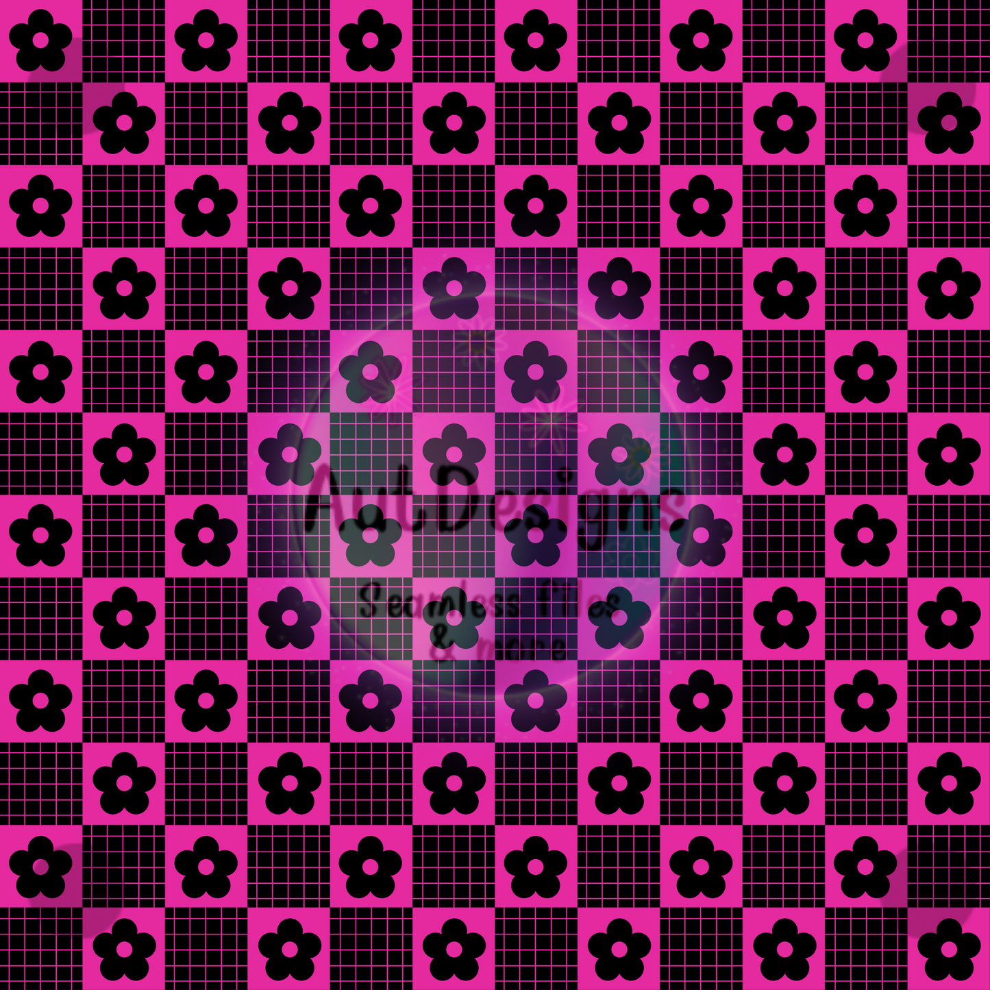 Checkers Flowers Seamless File 6 Color Options