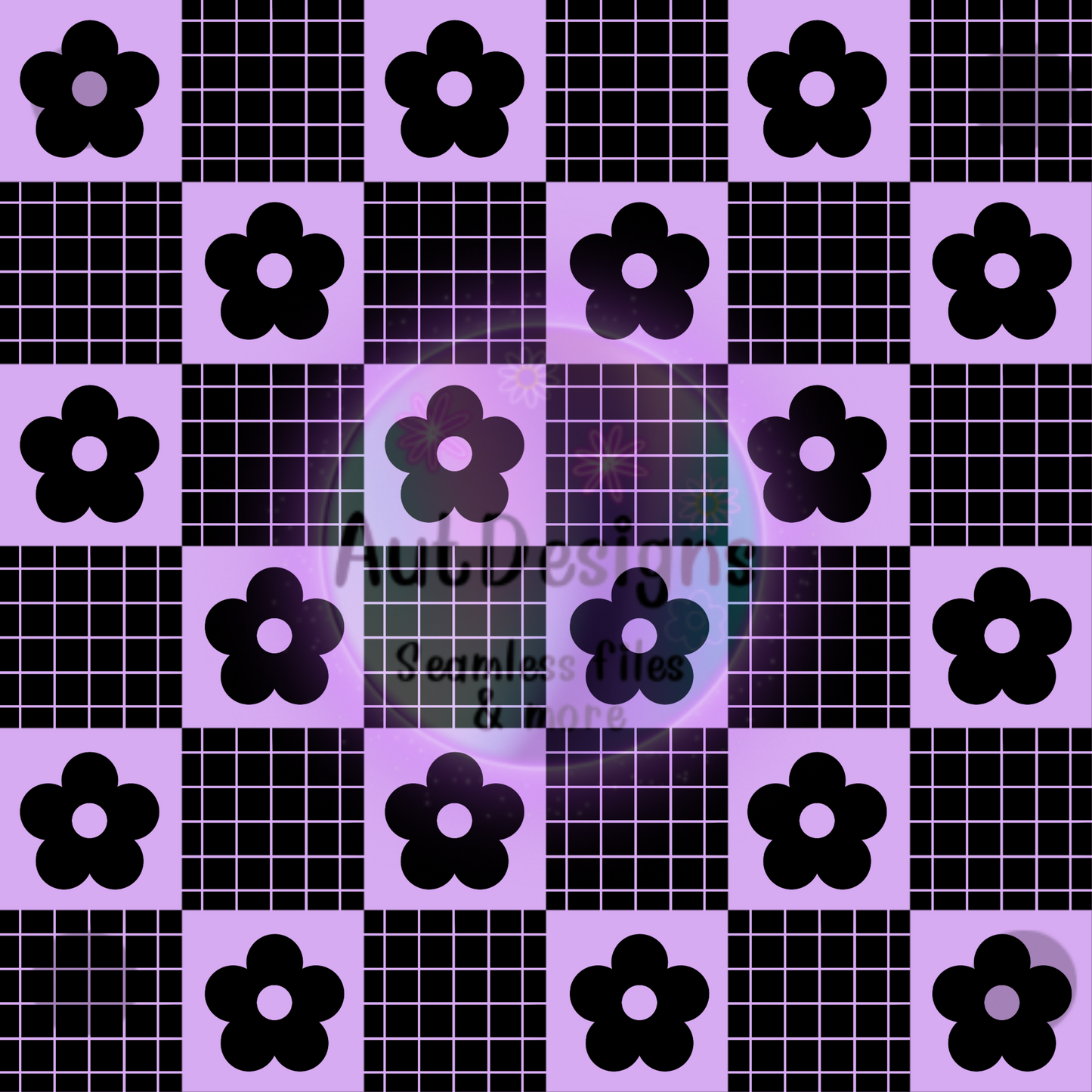 Checkers Flowers Seamless File 6 Color Options