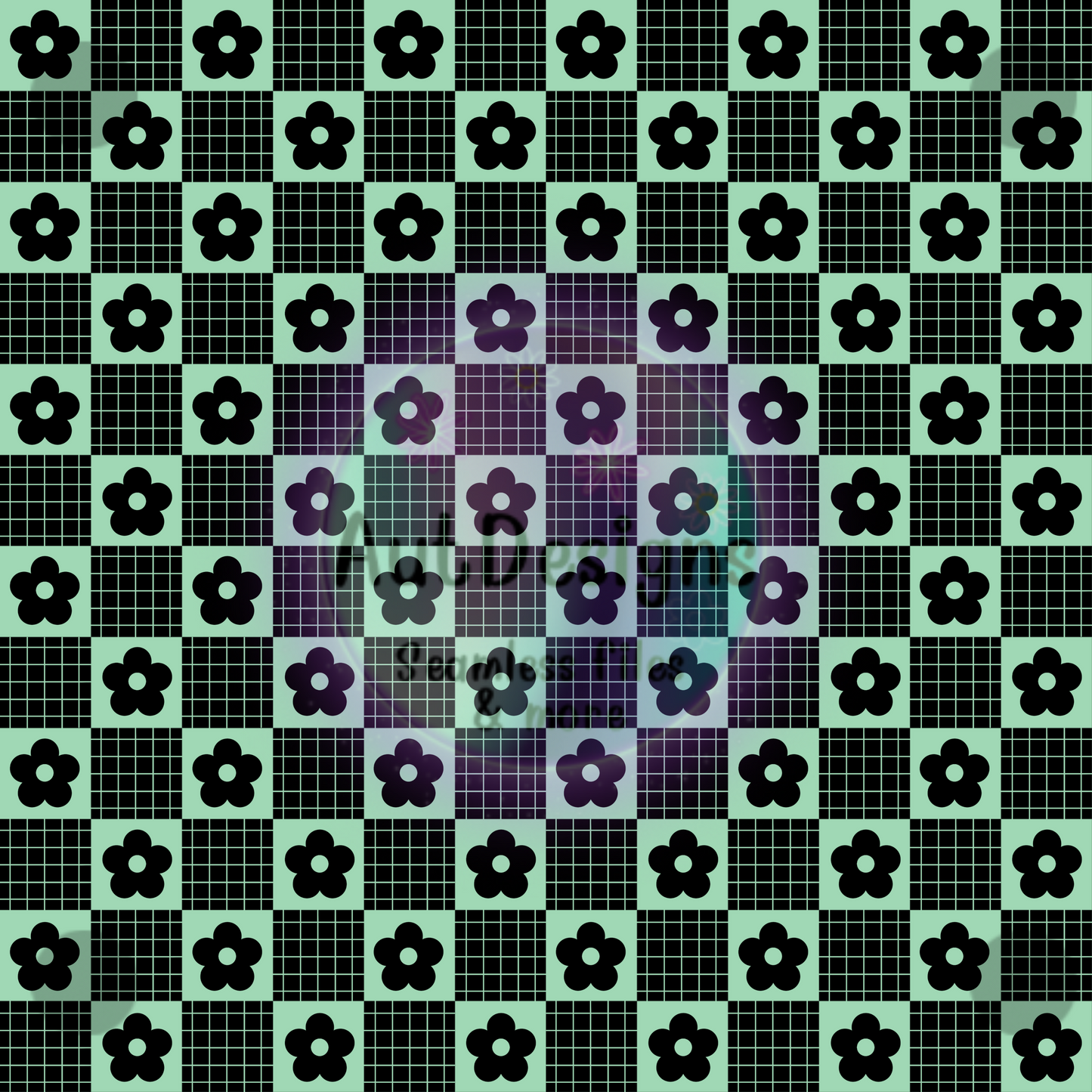 Checkers Flowers Seamless File 6 Color Options