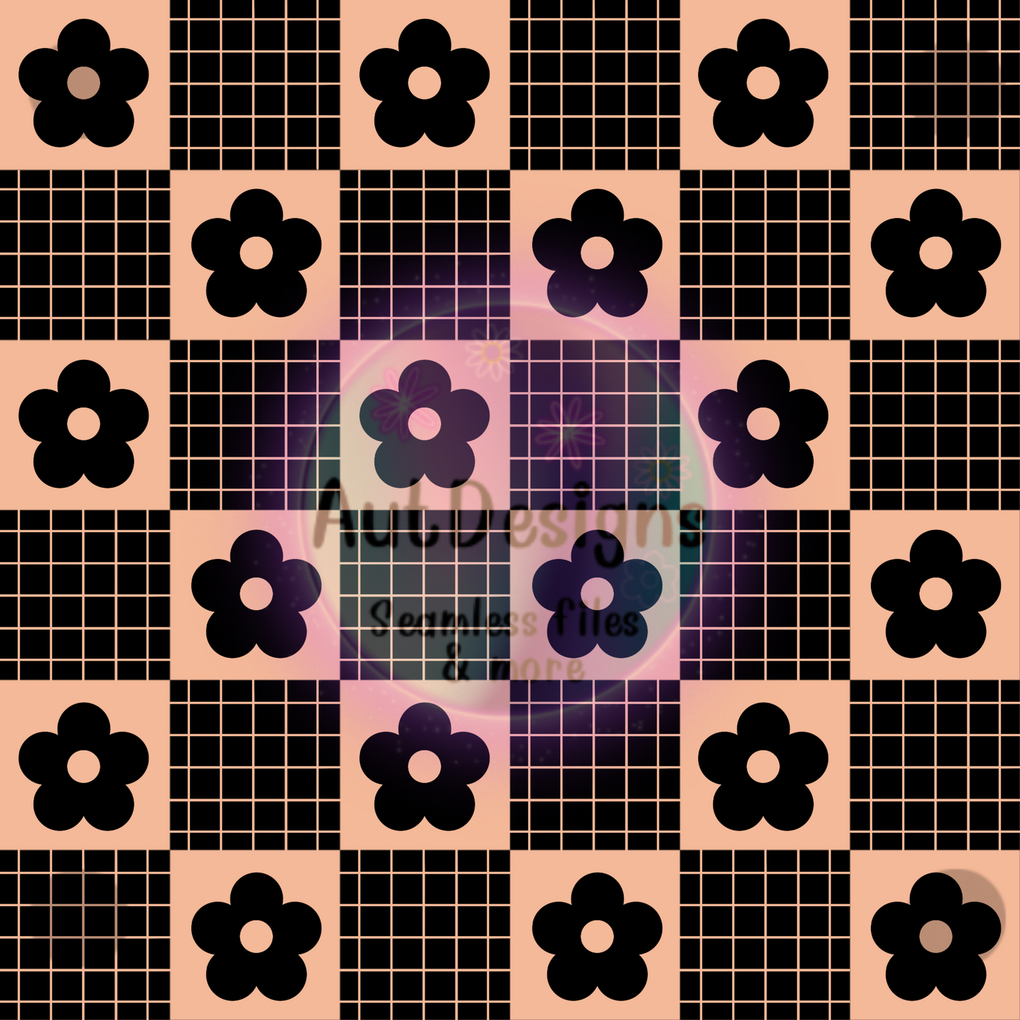 Checkers Flowers Seamless File 6 Color Options