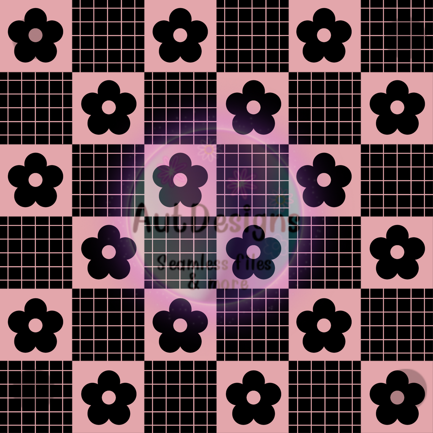 Checkers Flowers Seamless File 6 Color Options