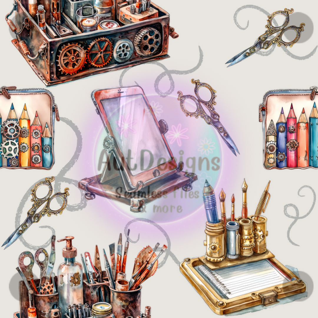 Steampunk School Seamless File