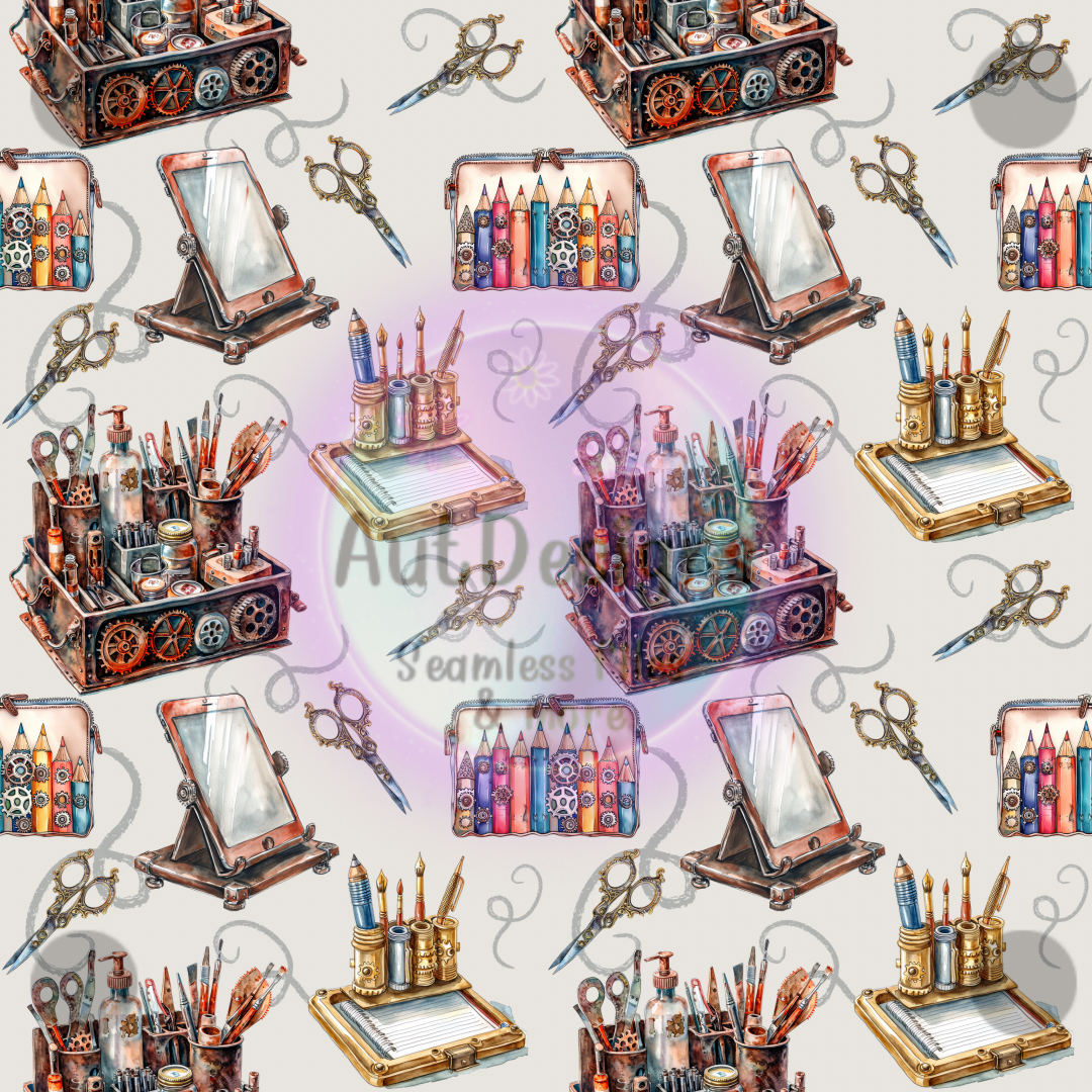 Steampunk School Seamless File